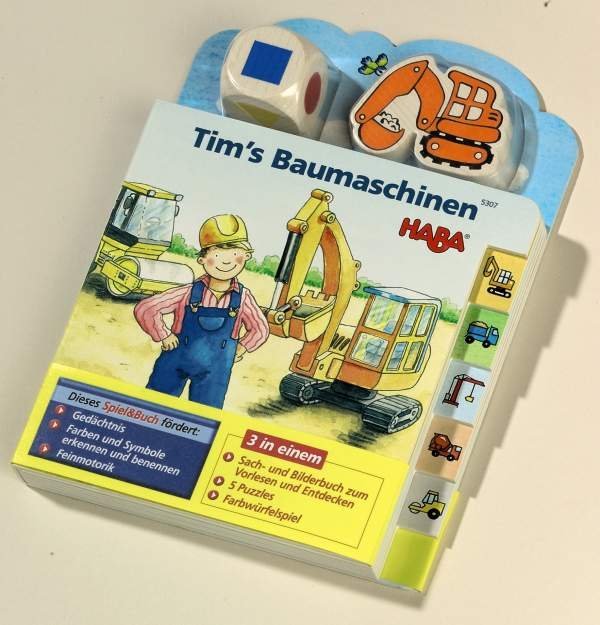 Tim's Baumaschinen (Rahmenpuzzle), m. Holzw&uuml;rfel u. -figur