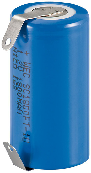 Akku Ni-Cd SUB-C 1,2 V 1800 mA Flattop mit L&ouml;tfahne